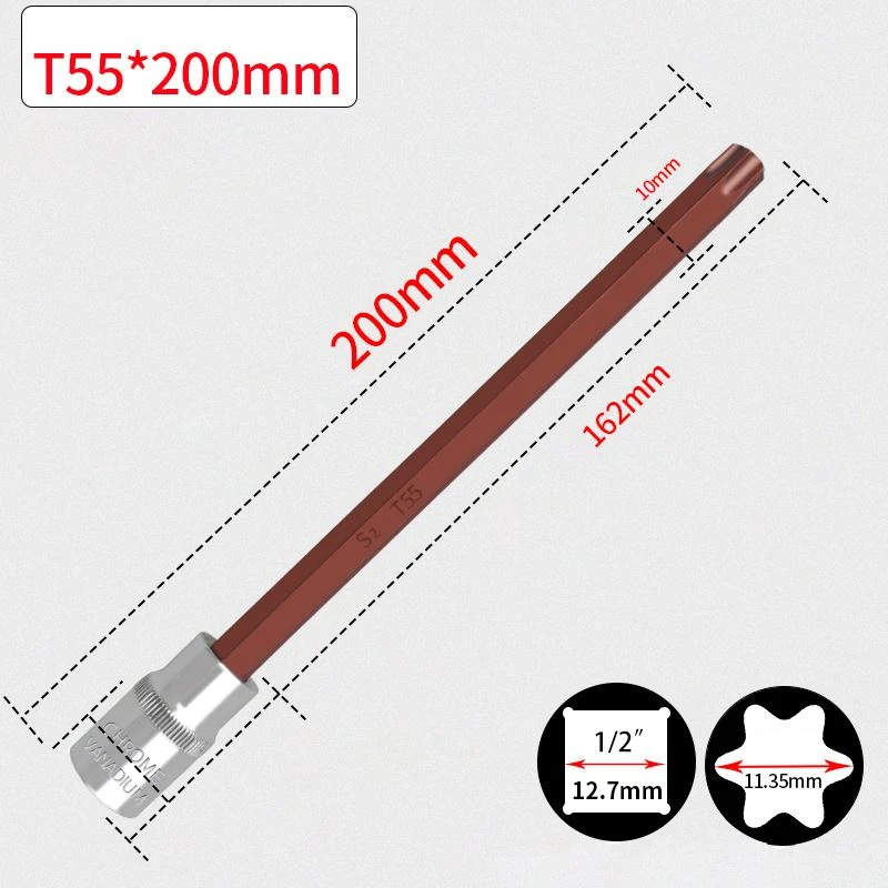ดอกบ๊อกซ์ 1/2" 200มม. T55