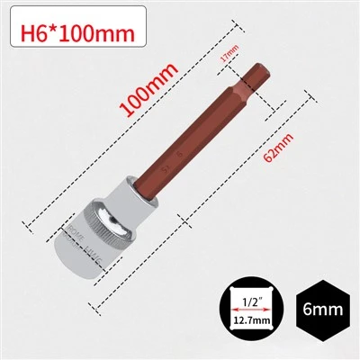 ดอกบ๊อกซ์ HEX 1/2" 6MM L100MM