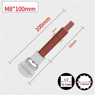 ซอคเก็ตบิตสไปลีน 1/2" M8 L100MM